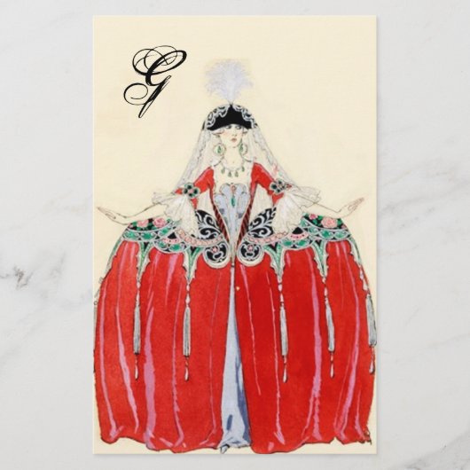 LADY IN RED MODE COSTUME DESIGNER MONOGRAM BRIEFPAPIER (Voorkant)