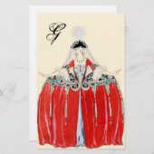 LADY IN RED MODE COSTUME DESIGNER MONOGRAM BRIEFPAPIER (Voorkant / Achterkant)
