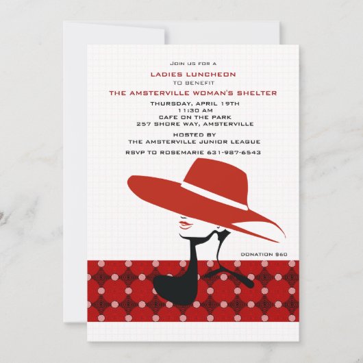 Lady in Red Pet Invitation Kaart (Voorkant)
