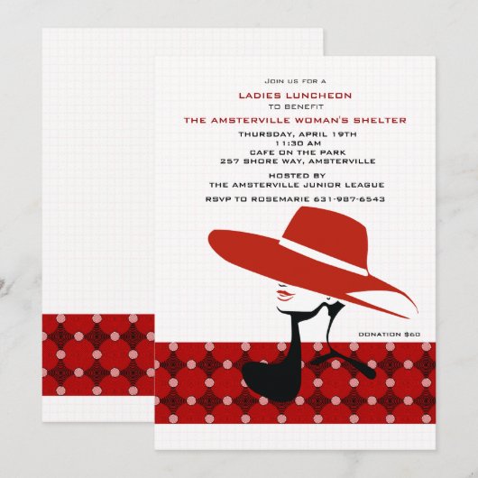 Lady in Red Pet Invitation Kaart (Voorkant / Achterkant)