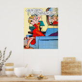 Lady in red retro  poster (Keuken)
