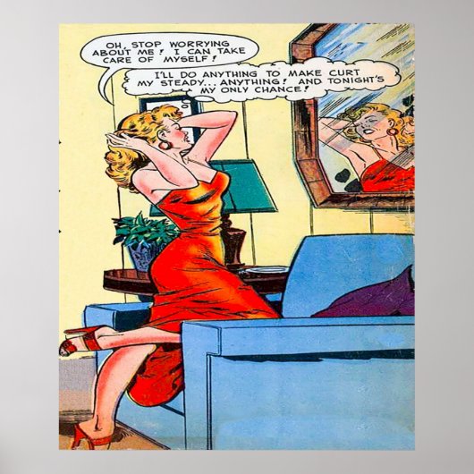 Lady in red retro  poster (Voorkant)