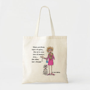 Lady in Red vergeet veroudering en glimlachen Tote Bag