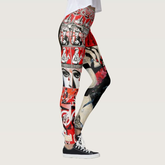 Lady in rode lipstick muur graffiti Leggings (Rechts)