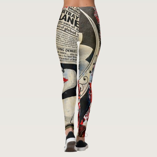 Lady in rode lipstick muur graffiti Leggings (Achterkant)