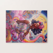 Lady in Surreal World Afro-Amerikaanse Art Roze Legpuzzel (Horizontaal)