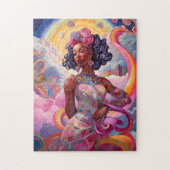 Lady in Surreal World Afro-Amerikaanse Art Roze Legpuzzel (Verticaal)