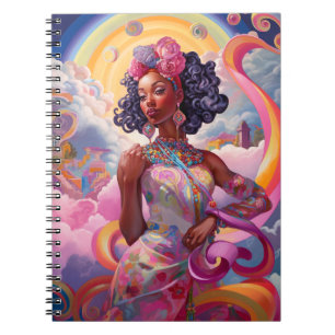 Lady in Surreal World Afro-Amerikaanse Art Roze Notitieboek