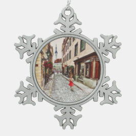 Lady in Tallinn Estland Tin Sneeuwvlok Ornament