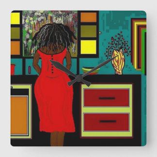 'LADY IN THE KITCHEN' KLOCK VIERKANTE KLOK