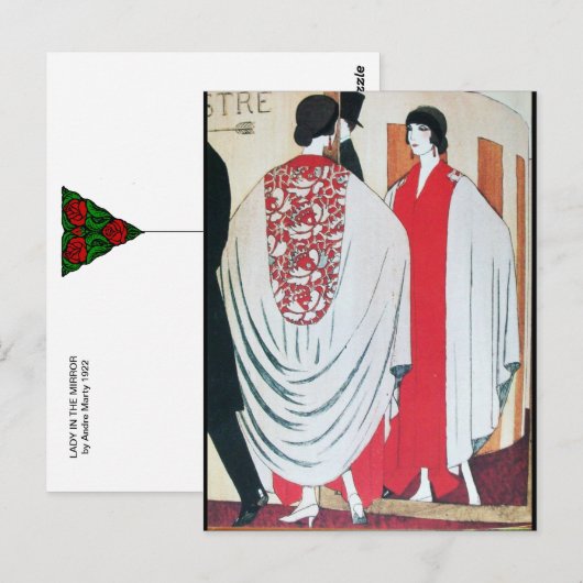 LADY IN THE MIRROR Art Deco Beauty Mode Briefkaart (Voorkant / Achterkant)