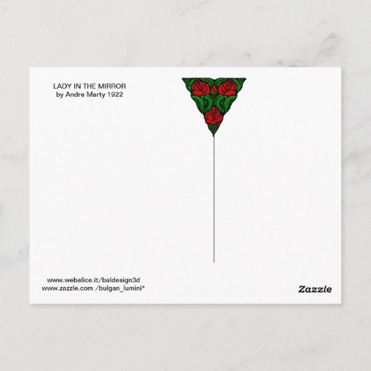 LADY IN THE MIRROR Art Deco Beauty Mode Briefkaart (Achterkant)
