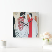 LADY IN THE MIRROR Art Deco Beauty Mode Vierkante Klok (Huis)