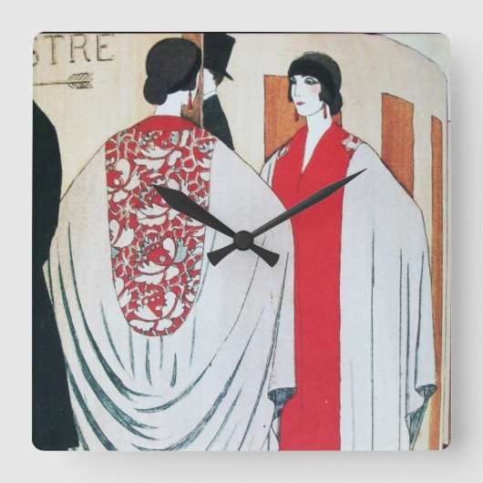 LADY IN THE MIRROR Art Deco Beauty Mode Vierkante Klok (Voorkant)