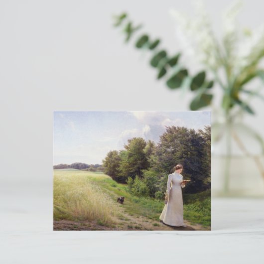Lady in White Reading Briefkaart (Staand voorkant)