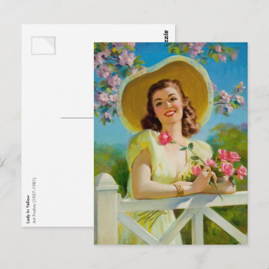 Lady in Yellow Briefkaart (Voorkant / Achterkant)