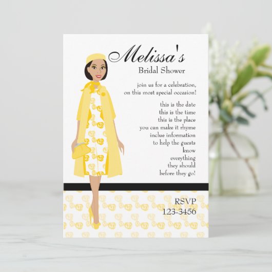 Lady in Yellow Kaart (Staand voorkant)