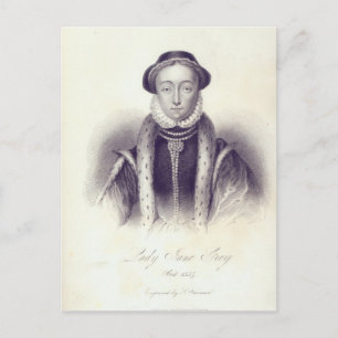 Lady Jane Gray, gegraveerd door S. Freeman Briefkaart