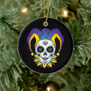Lady Jester Skull Keramisch Ornament