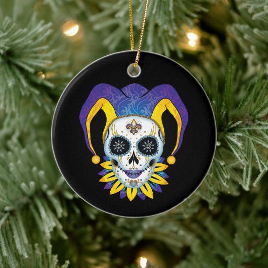 Lady Jester Skull Keramisch Ornament (Boom)