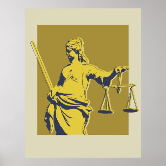 Lady Justice Geel en Goud Poster (Voorkant)