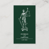 Lady Justice Illustratie op Donkergroen Visitekaartje (Voorkant)