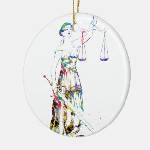 Lady Justice Keramisch Ornament
