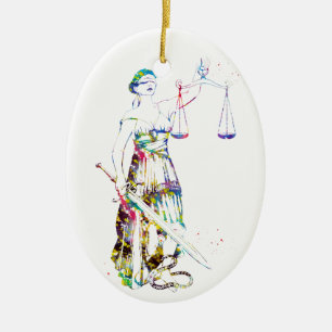 Lady Justice Keramisch Ornament