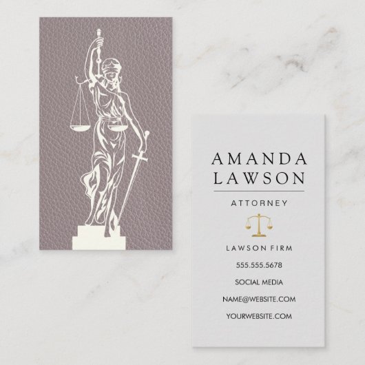 Lady Justice Law | Ledertextiel Afsprakenkaartje (Voorkant / Achterkant)