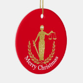 Lady Justice met kerstversiering Keramisch Ornament (Rechts)