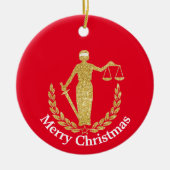 Lady Justice met kerstversiering Keramisch Ornament (Voorkant)