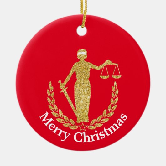 Lady Justice met kerstversiering Keramisch Ornament (Voorkant)