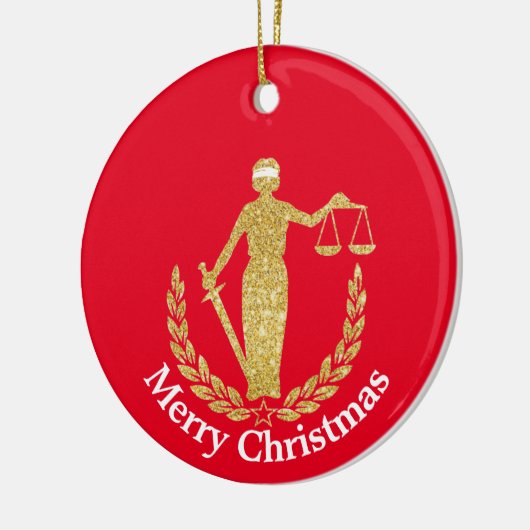 Lady Justice met kerstversiering Keramisch Ornament (Links)