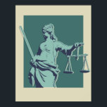 Lady Justice Pop Art Poster<br><div class="desc">Lady Justice - Licht blauwgroen,  donker blauwgroen,  en marine Pop kunst poster</div>