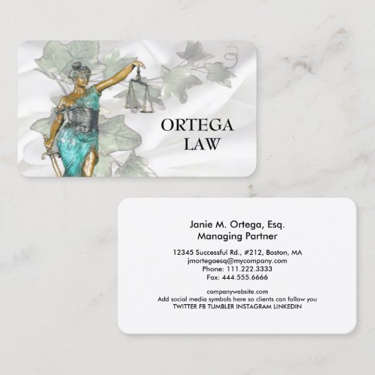 Lady Justice Sjabloon Visitekaartje (Voorkant / Achterkant)