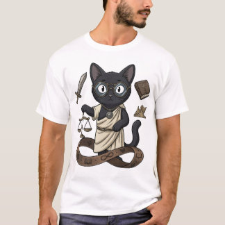 Lady Justice Zwarte Kat Filosofie & Recht T-Shirt