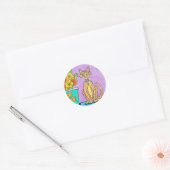 Lady Kitten en Flowers sticker (Envelop)
