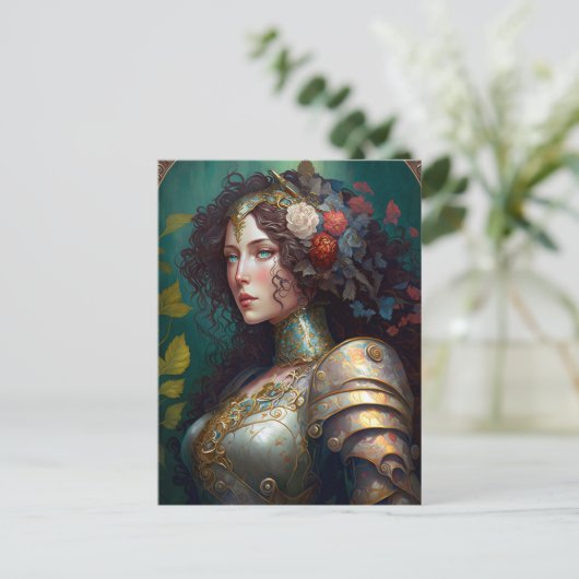 Lady Knight Warrior Armor Fantasy Art Briefkaart (Staand voorkant)