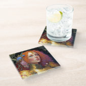 Lady Knight Warrior Armor Fantasy Art Glazen Onderzetter (Schuin)