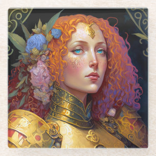 Lady Knight Warrior Armor Fantasy Art Glazen Onderzetter