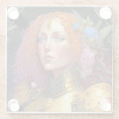 Lady Knight Warrior Armor Fantasy Art Glazen Onderzetter (Achterkant)