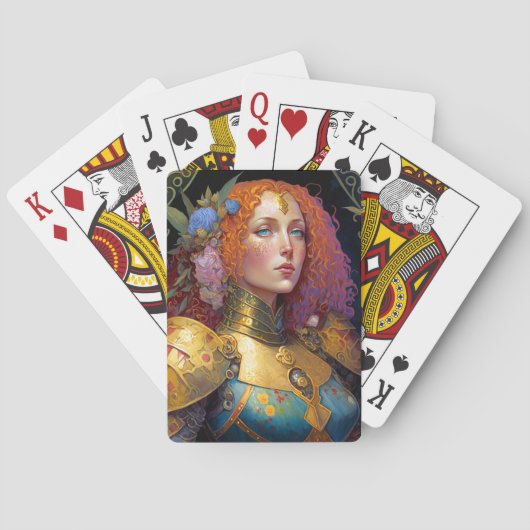 Lady Knight Warrior Armor Fantasy Art Pokerkaarten (Achterkant)