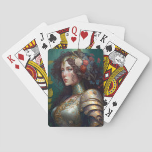 Lady Knight Warrior Armor Fantasy Art Pokerkaarten