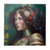 Lady Knight Warrior Armor Fantasy Art Tegeltje (Voorkant)
