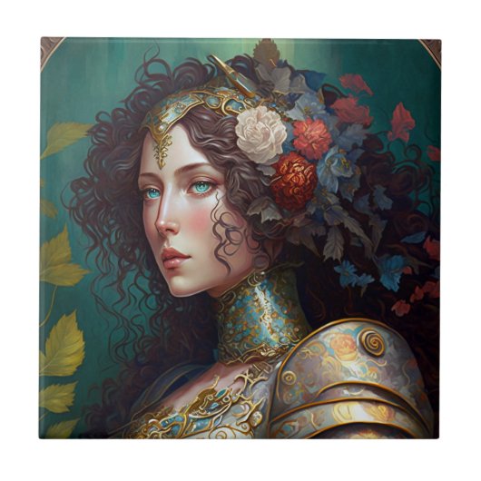 Lady Knight Warrior Armor Fantasy Art Tegeltje (Voorkant)