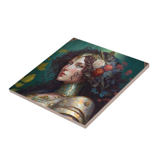 Lady Knight Warrior Armor Fantasy Art Tegeltje (Zijkant)