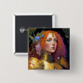 Lady Knight Warrior Armor Fantasy Art Vierkante Button 5,1 Cm (Voorkant /achterkant)