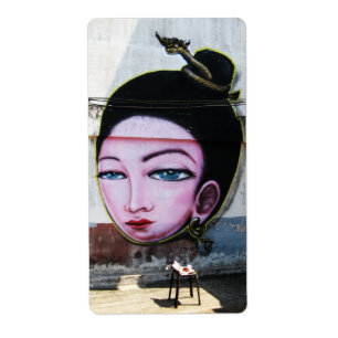 Lady Lao Graffiti Street Art Etiket