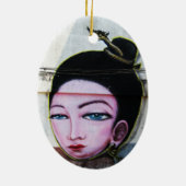 Lady Lao Graffiti Street Art Keramisch Ornament (Achterkant)