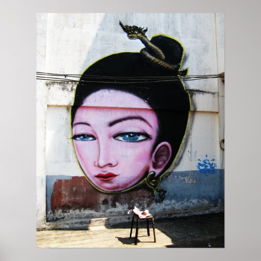 Lady Lao Graffiti Street Art Poster (Voorkant)